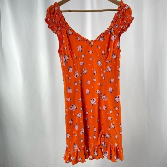 Free People Like A Lady Printed Mini Dress In Orange size XS - Picture 6 of 12